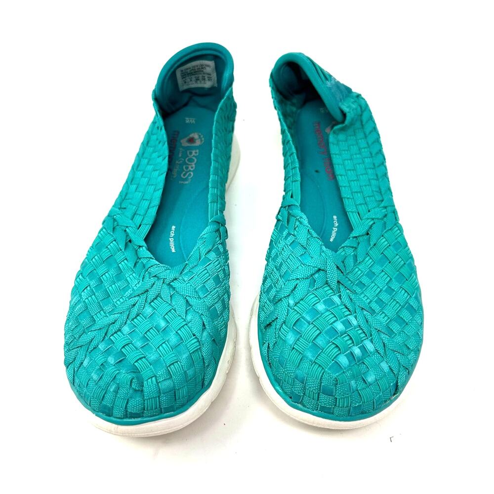 Bobs by Skechers Size 8 Flats Teal Blue Slip On Memory Foam Casual Everyday - Picture 8 of 8